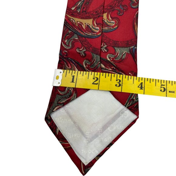 Christian Dior Silk Tie Red Burgundy Paisley Vintage - Picture 7 of 8